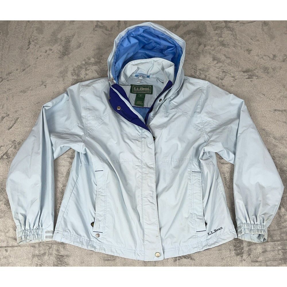 Vtg‎ L.L. Bean The Weather Channel Waterproof  Jacket Hooded Med Light Blue